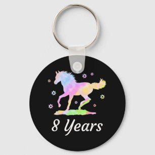 Kids Eight Years 8th Birthday Horse Ride Rainbow H Key Ring