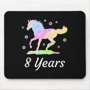 Kids Eight Years 8th Birthday Horse Ride Rainbow H Mouse Pad