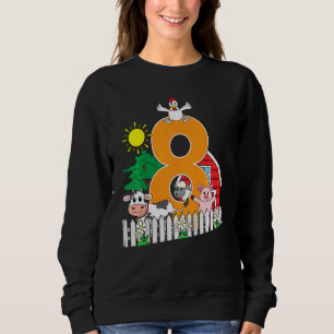 Kids Eighth 8th Birthday Farm Animal Cow Pig Chic Sweatshirt