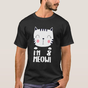Kids Eighth Girl Birthday Kawi Cat I'm 8 Meowi 8 Y T-Shirt