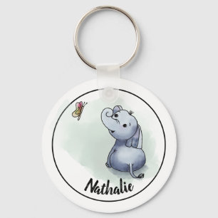 Kids elephant baby keychain with name