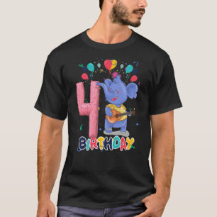 Kids Elephant Birthday Party 4 Year Old Boy 4th El T-Shirt