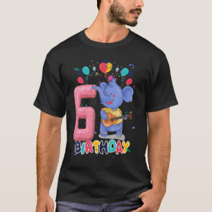 Kids Elephant Birthday Party 6 Year Old Boy 6th El T-Shirt