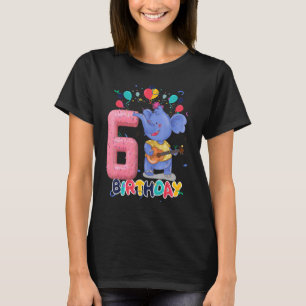 Kids Elephant Birthday Party 6 Year Old Boy 6th El T-Shirt