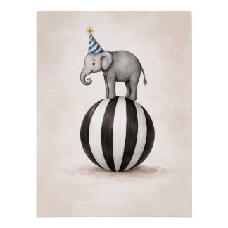 Kids Elephant Circus Theme Poster