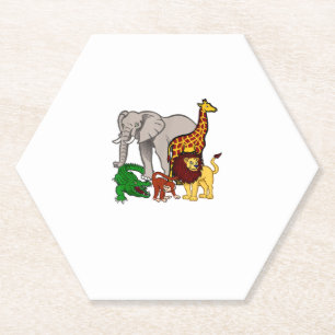 Kids Elephant Giraffe Boys Girls Lion Zoo Alligat Paper Coaster