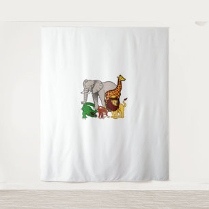 Kids Elephant  Giraffe Boys Girls Lion Zoo Alligat Tapestry