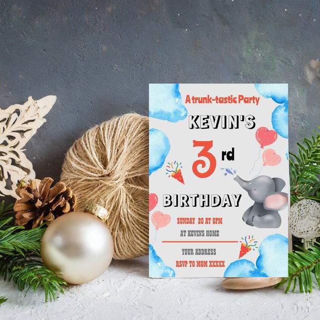 Kids Elephant theam birthday party Invitation (Creator Uploaded)