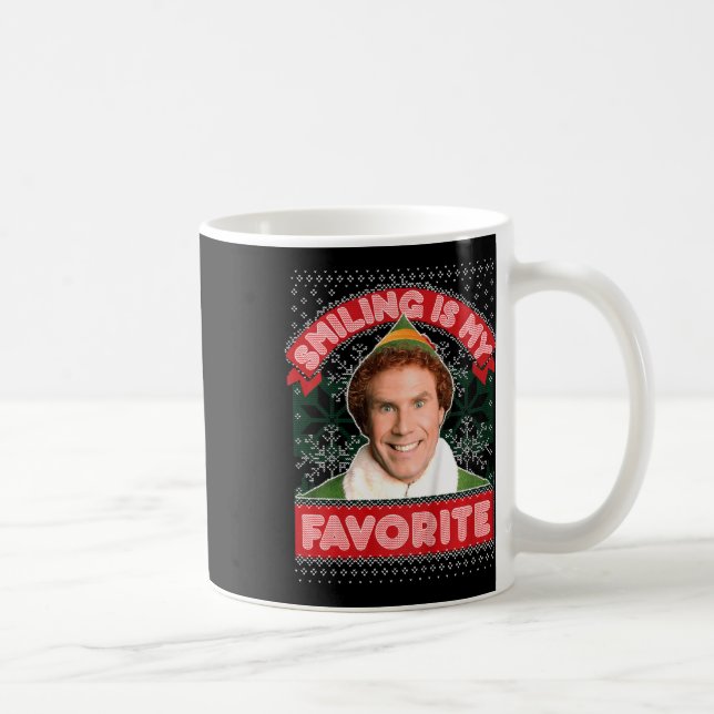 Kids Elf Buddy Smiling Is My Favourite Christmas  Coffee Mug (Right)