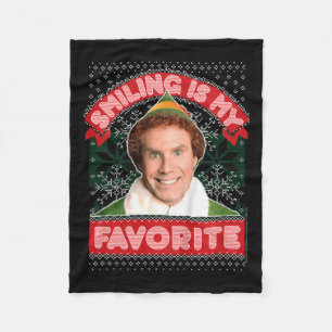 Kids Elf Buddy Smiling Is My Favourite Christmas  Fleece Blanket