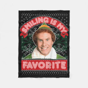 Kids Elf Buddy Smiling Is My Favourite Christmas  Fleece Blanket