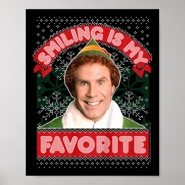 Kids Elf Buddy Smiling Is My Favourite Christmas  Poster (Front)