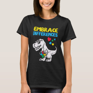 Kids Embrace Differences Dino Toddler Boys Autism T-Shirt