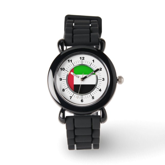 Kid's Emirates Flag Silver Glitter Strap Watch (Front)