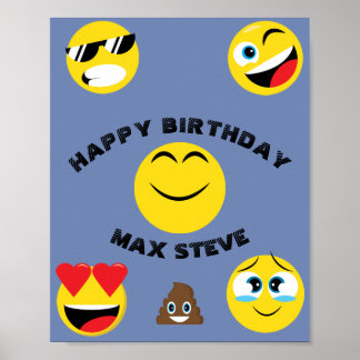 Kids Emoji Happy Birthday Poster