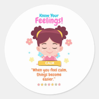 Kids Emotion Featuring Calm Classic Round Sticker