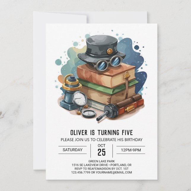 Kids Enchanted Detective Birthday Invitation (Front)