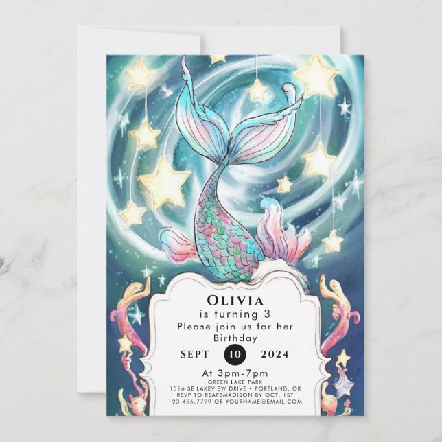 Kids' Enchanted Mermaid Birthday Invitation (Front)