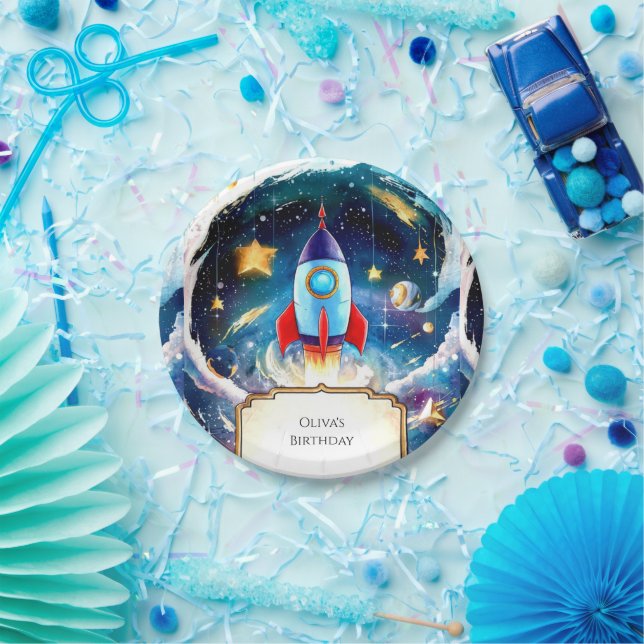 Kids Enchanted Rocket Birthday Paper Plate (Party)