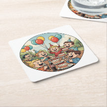 Kids Enjoying their Cakes, Sodas and Balloons