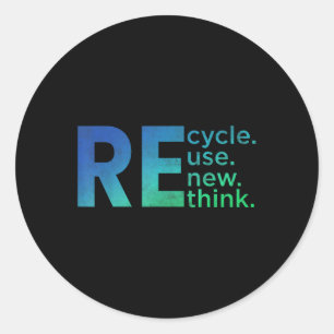 Kids Environmental Activism - Recycle Reuse Renew Classic Round Sticker