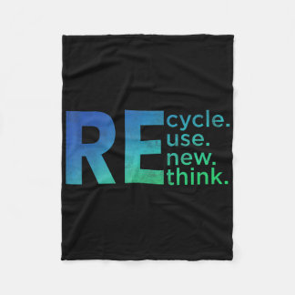 Kids Environmental Activism - Recycle Reuse Renew Fleece Blanket