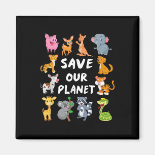 Kids Environmental Shirt With Cute Animals For Ear Magnet
