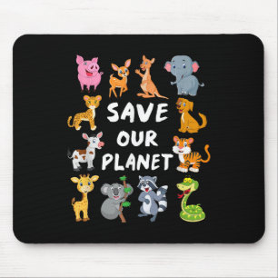 Kids Environmental Shirt With Cute Animals For Ear Mouse Pad