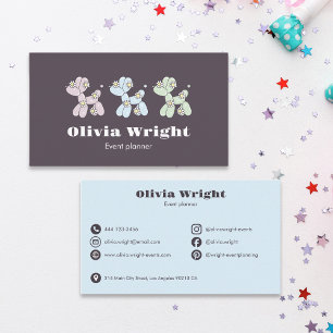 Kids Event Balloon Dogs Party Planner Business Card