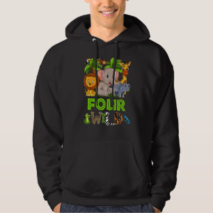 Kids Ever Wild Four 4 Birthday Old Birthday Zoo Sa Hoodie