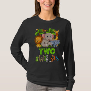 Kids Ever Wild Two 2 Birthday Old Birthday Zoo Saf T-Shirt