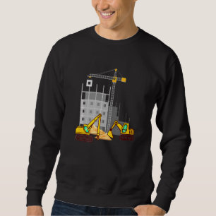 Kids Excavator Construction Site Vehicles Sweatshirt