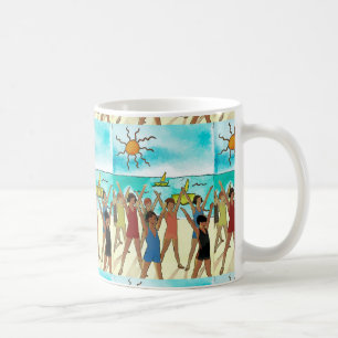 Kids Exercise on Beach, add text Coffee Mug