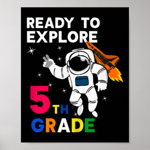 Kids Explore Fifth 5 Grade Student Astronaut Back Poster