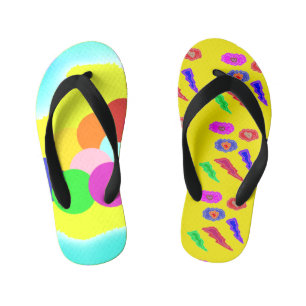 Kids extra loud party colours yellow pink blue art kid's thongs