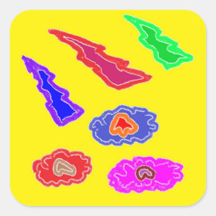 Kids extra loud party colours yellow pink blue art square sticker