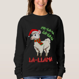 Kids Fa La La Llama Alpaca in Santas Hat Christmas Sweatshirt