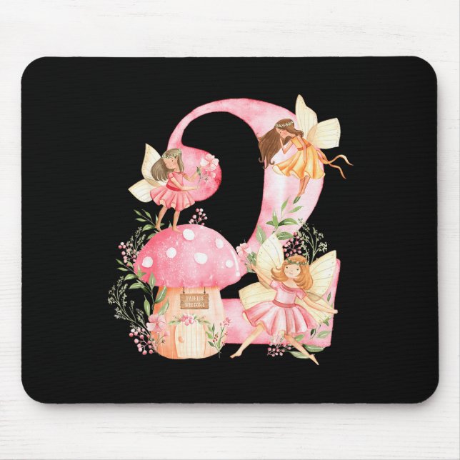 Kids Fairy 2nd Birthday Girl Party Magical Fairy B Mouse Pad (Front)
