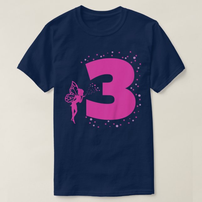 Kids Fairy Birthday Age 3 Three years Old Girls Pa T-Shirt (Design Front)