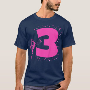 Kids Fairy Birthday Age 3 Three years Old Girls Pa T-Shirt