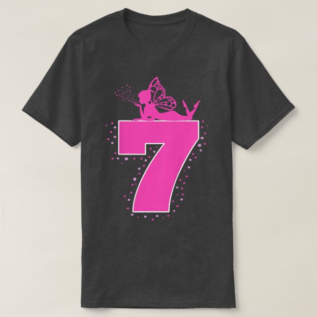 Kids Fairy Birthday Age 7 Seven years Old Girls Pa T-Shirt (Design Front)