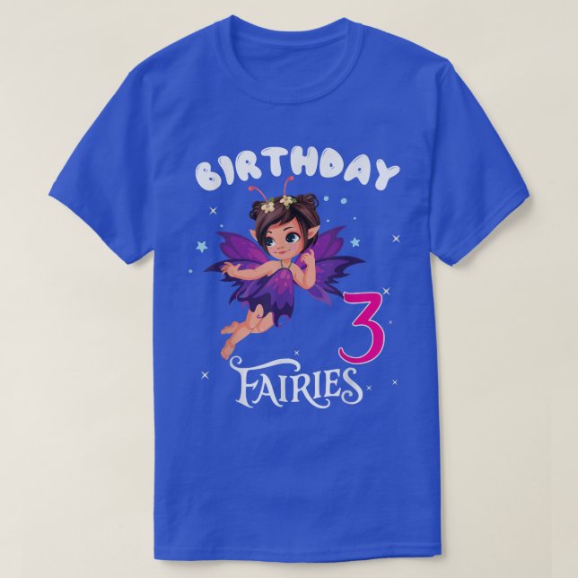 Kids Fairy Birthday Party 3 years old Fairy Birthd T-Shirt (Design Front)