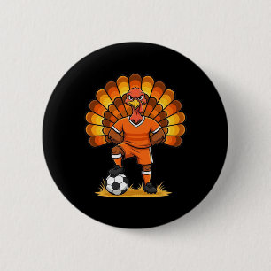 Kids Fall Boys Thanksgiving Soccer Turkey Men Ll F 6 Cm Round Badge