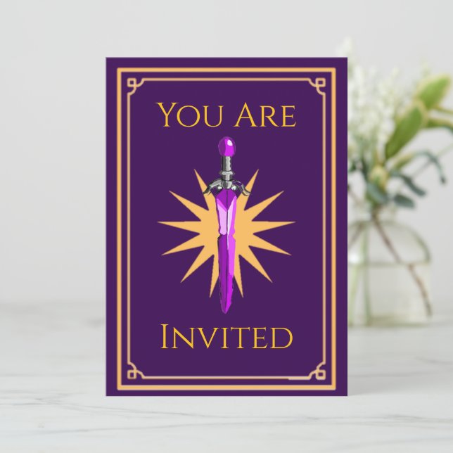  Kids Fantasy Warrior Party Invitation (Standing Front)