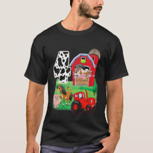 Kids Farm Animals 4 Year Old It s My Birthday 4th T-Shirt