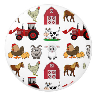 Kids Farm Animals Ceramic Knob