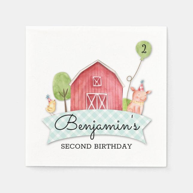 Kids Farm Birthday Party Napkins (Front)