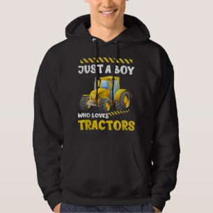 Kids Farm Lifestyle Just A Boy Who Loves Tractors  Hoodie