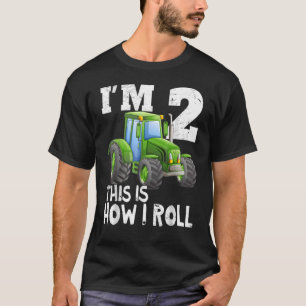 Kids Farm Tractor 2nd Birthday Party Two Years Old T-Shirt