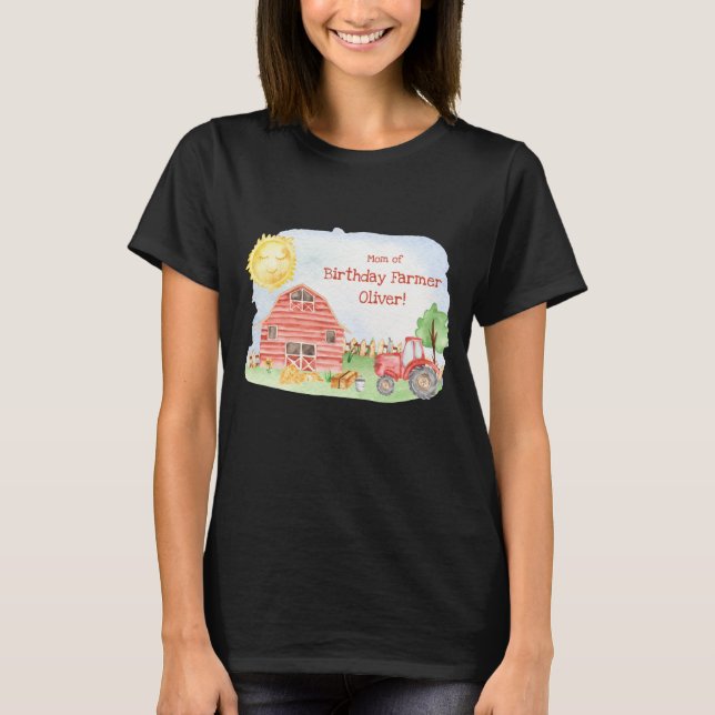 Kids Farmer Birthday Party Matching Family Mum T-Shirt (Front)